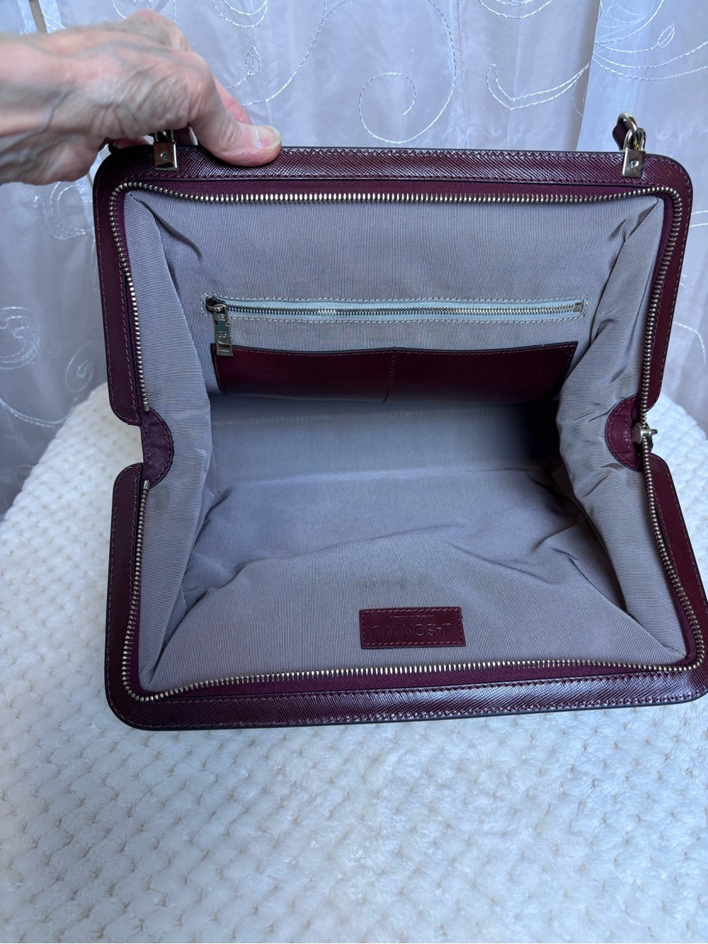 Jason Wu Daphne Smooth Burgundy Leather Luxury Shoulder Bag - Picture 12 of 16